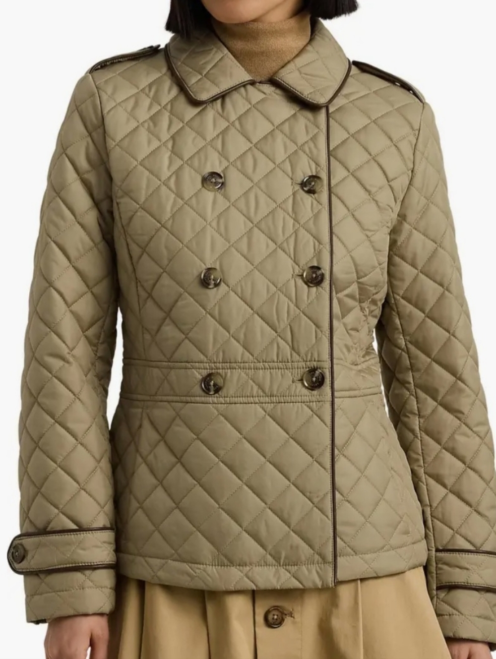 Ralph Lauren Quilted Double-Breasted Women's Jacket in Olive